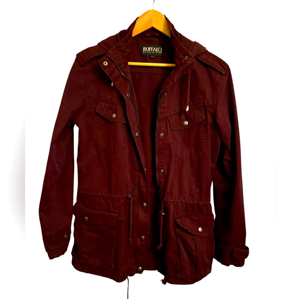 Burgundy Buffalo David Britton womens Jacket XS/TP cotton Rayon blend